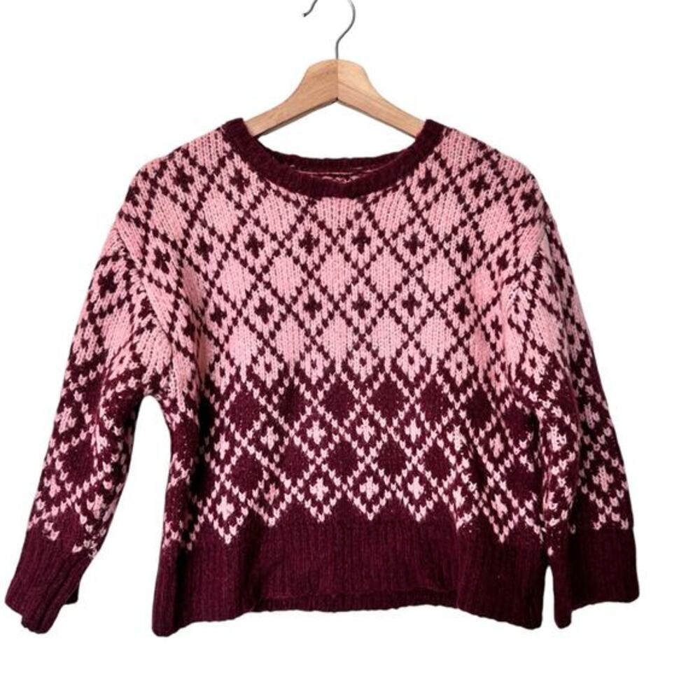Anthropologie Maeve Sigfried Sweater XSP Pink‎ Wool Marsala Crewneck - Picture 2 of 8